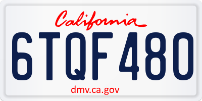 CA license plate 6TQF480