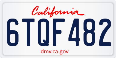 CA license plate 6TQF482