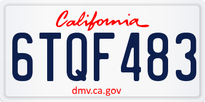 CA license plate 6TQF483