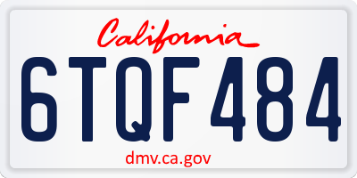 CA license plate 6TQF484
