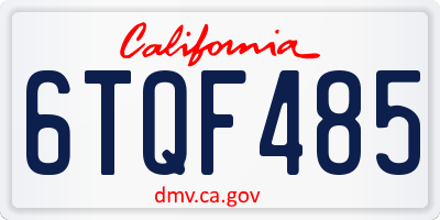 CA license plate 6TQF485