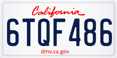 CA license plate 6TQF486