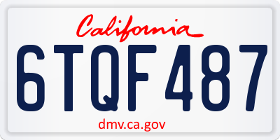 CA license plate 6TQF487