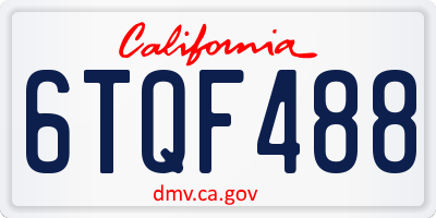 CA license plate 6TQF488