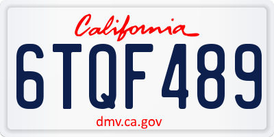 CA license plate 6TQF489