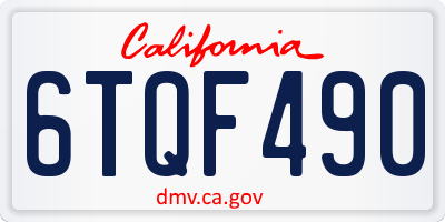 CA license plate 6TQF490