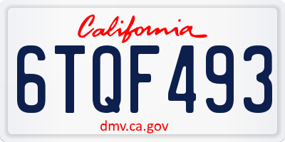 CA license plate 6TQF493