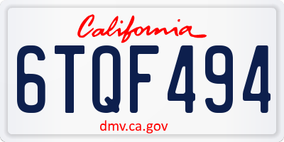 CA license plate 6TQF494