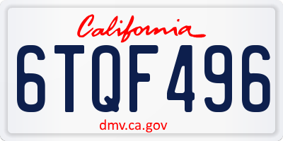 CA license plate 6TQF496