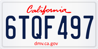 CA license plate 6TQF497