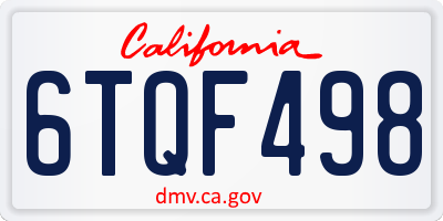 CA license plate 6TQF498