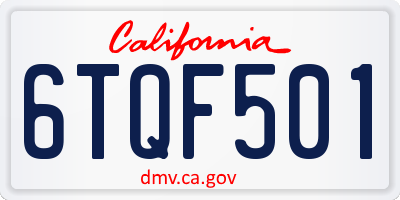 CA license plate 6TQF501