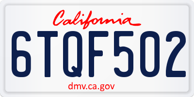 CA license plate 6TQF502