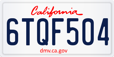 CA license plate 6TQF504