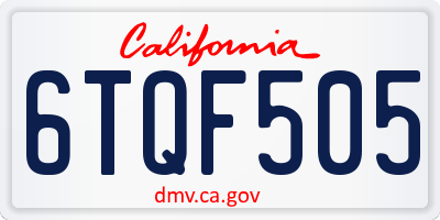 CA license plate 6TQF505