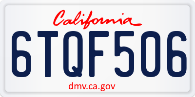 CA license plate 6TQF506