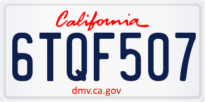 CA license plate 6TQF507