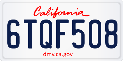 CA license plate 6TQF508