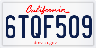 CA license plate 6TQF509