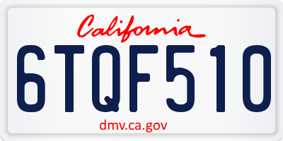 CA license plate 6TQF510