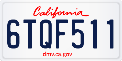 CA license plate 6TQF511