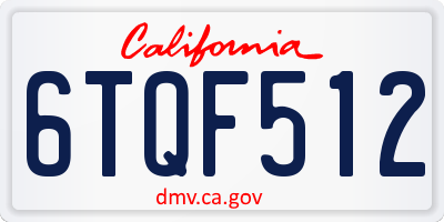 CA license plate 6TQF512