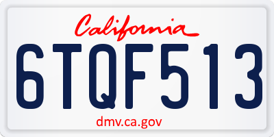 CA license plate 6TQF513