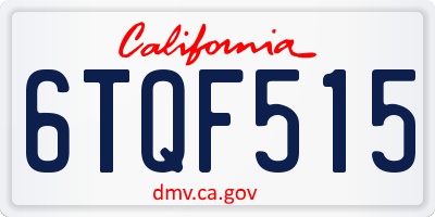 CA license plate 6TQF515