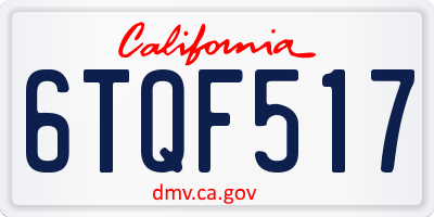 CA license plate 6TQF517