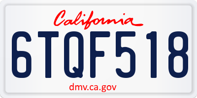 CA license plate 6TQF518