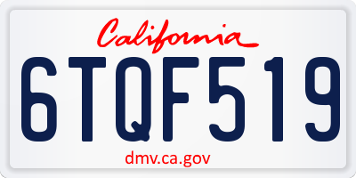 CA license plate 6TQF519