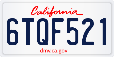 CA license plate 6TQF521