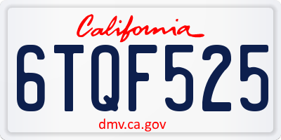 CA license plate 6TQF525