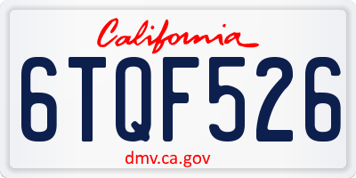 CA license plate 6TQF526