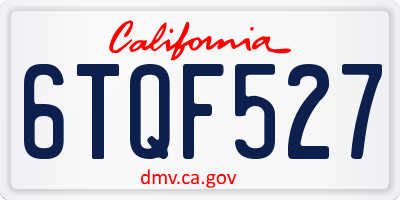 CA license plate 6TQF527