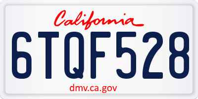 CA license plate 6TQF528