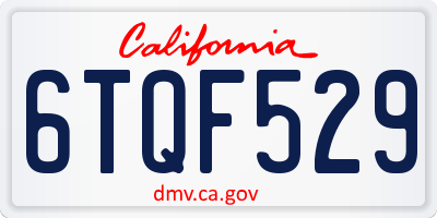 CA license plate 6TQF529