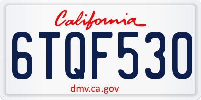 CA license plate 6TQF530