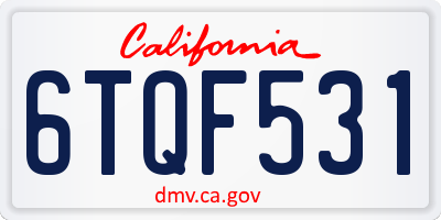 CA license plate 6TQF531