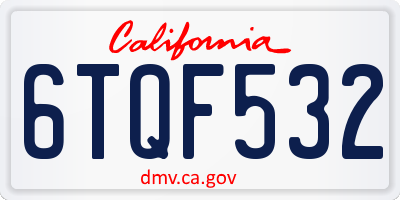 CA license plate 6TQF532