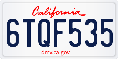 CA license plate 6TQF535