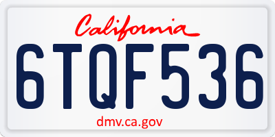 CA license plate 6TQF536