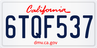 CA license plate 6TQF537