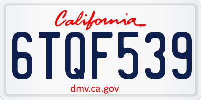 CA license plate 6TQF539