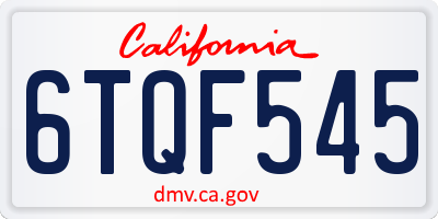 CA license plate 6TQF545
