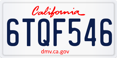 CA license plate 6TQF546