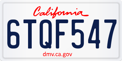 CA license plate 6TQF547