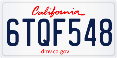 CA license plate 6TQF548