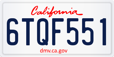 CA license plate 6TQF551