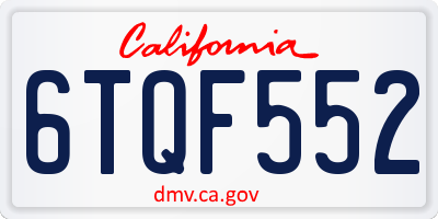 CA license plate 6TQF552